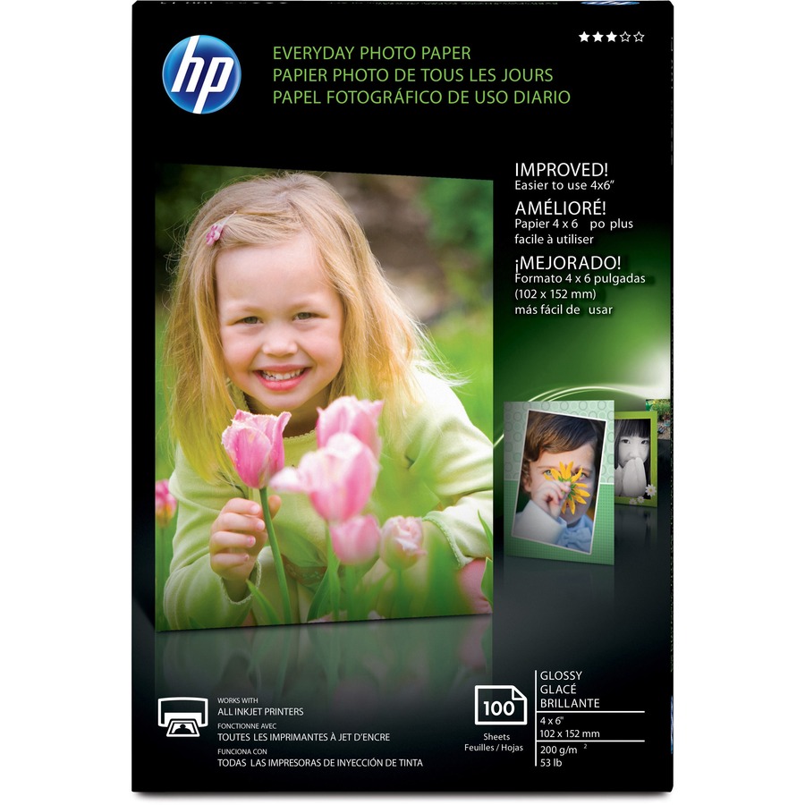 HP EVERYDAY PHOTO PAPER, GLOSSY, 4X6, 100 SHEETS. AFFORDABLE PHOTO PAPER FOR ALL