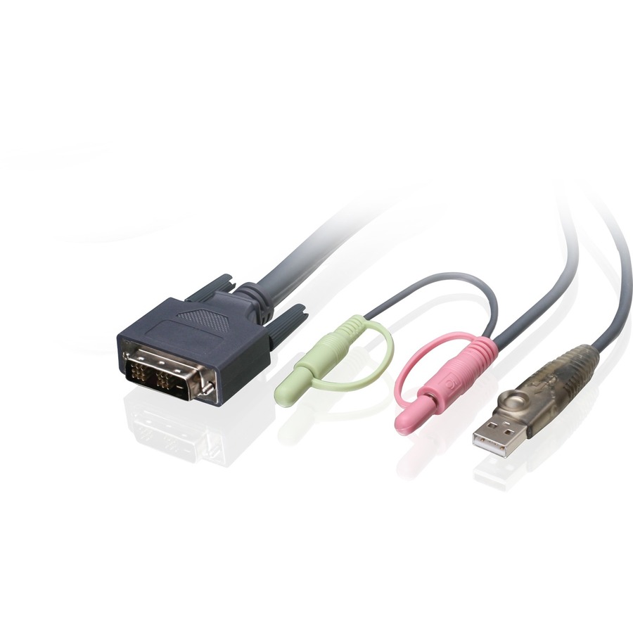 IOGEARS DVI-D SINGLE LINK, USB 2.0 KVM CABLE PROVIDES SIXTEEN FEET OF DIGITAL VI