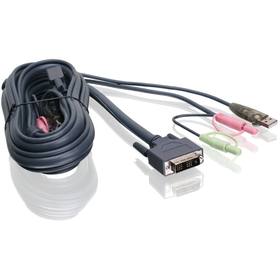 IOGEARS DVI-I SINGLE LINK, USB 2.0 KVM CABLE PROVIDES SIX FEET OF DIGITAL AND AN