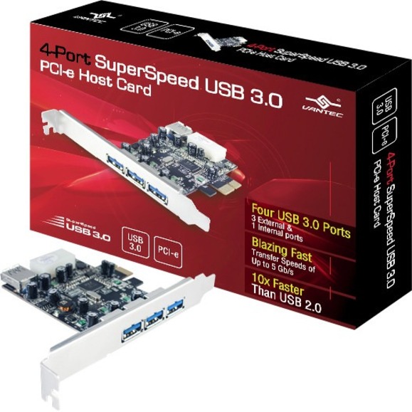 Vantec (UGT-PC341) - Carte hôte PCI-E USB 3.0 SuperSpeed à 4 ports