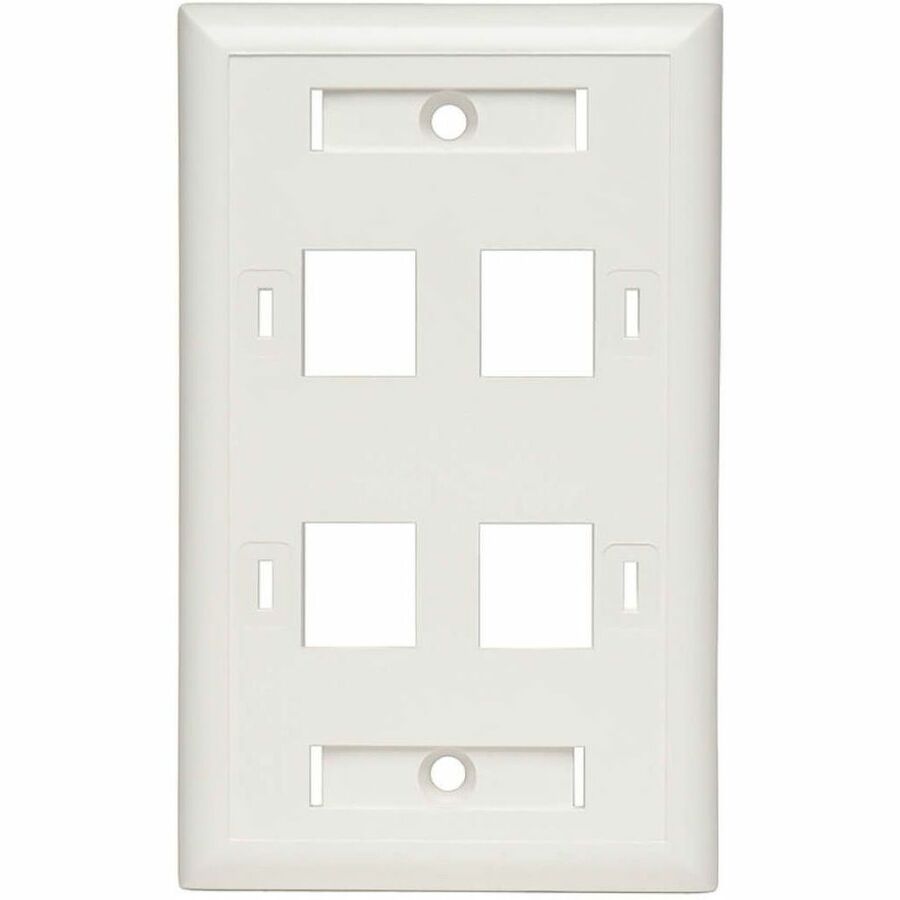 4-Port Keystone Faceplate, Single Gang, Id Labels, White, Taa