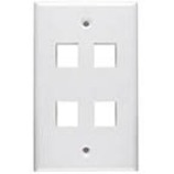 4 PORT SINGLE GANG KEYSTONE FACEPLACE WH