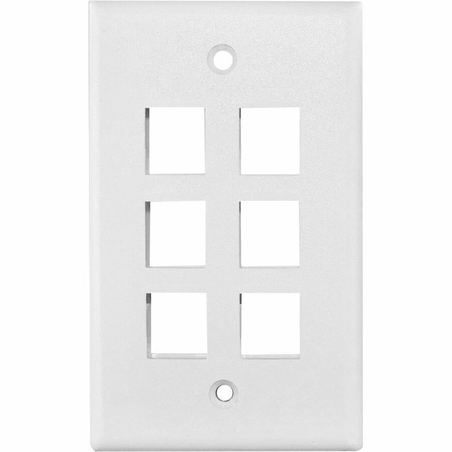 6 PORT SINGLE GANG KEYSTONE FACEPLACE WH