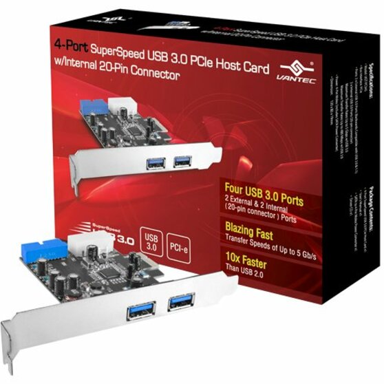 VANTEC 4-PORT USB 3.0 PCIE W/INTERNAL 20