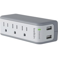 BELKIN 3-Outlet 918-Joules Mini Surge Protector - 2 USB Charging Ports - 2.1A combined (BST300BG)