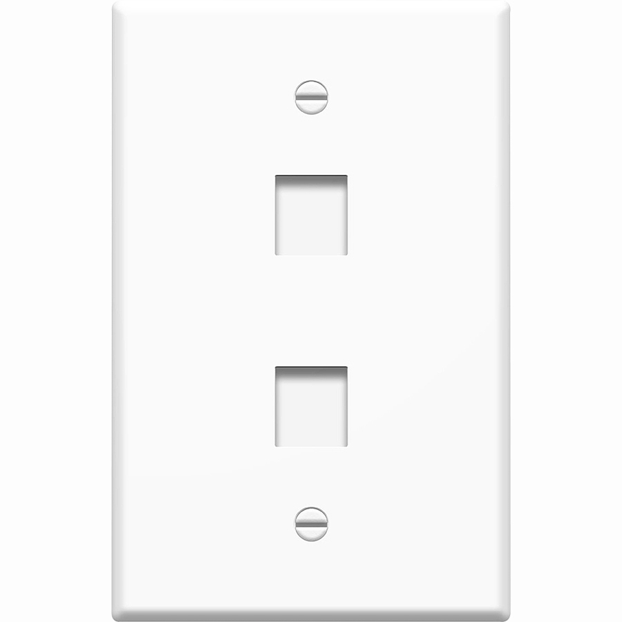 4XEM 4XFP02KYWH 2-Port Face Plate RJ45 Keystone | Cat6, HDMI, USB
