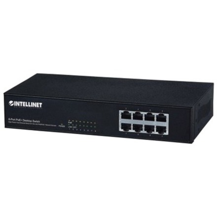 Intellinet 560764 8-Port PoE+ Switch, IEEE 802.3at/af | Desktop Endspan