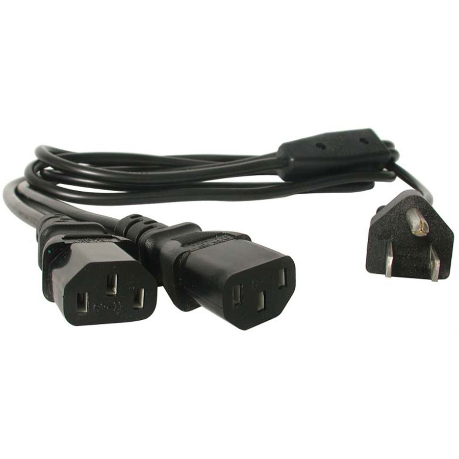 6FT (2M) 18AWG FLEXIBLE COMPUTER POWER CORD W/ NEMA 5-15P AND 2X IEC 60320 C13 C