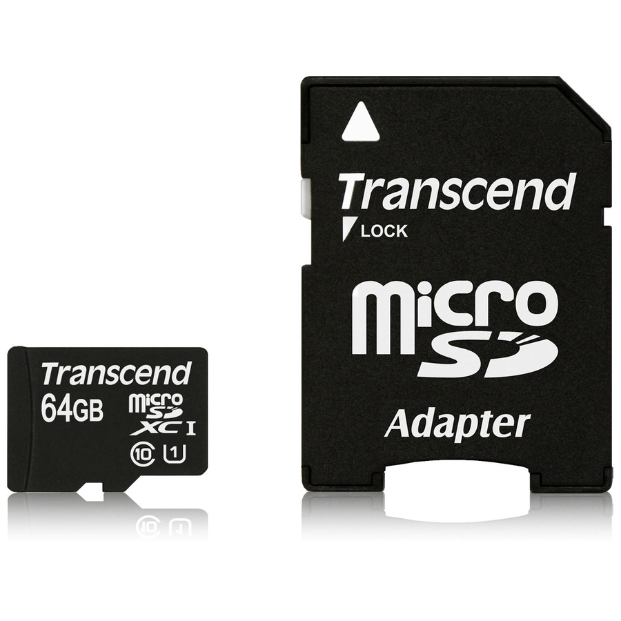 TRANSCEND 64GB MICROSD W/ ADAPTER U1