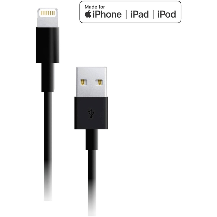 4XEM 6 ft Lightning Cable 2 m Black for iPad iPhone | USB Cable