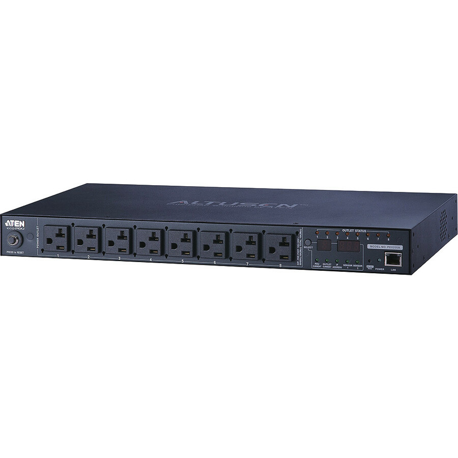 ATEN PE8108A 1U, 15A 100120V UL DERATE 12A, 8X NEMA 520R, OUTLET METERING ,3 YEA