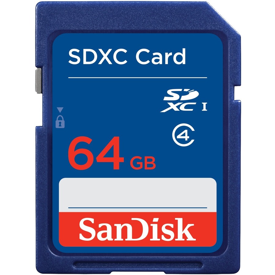 SANDISK SDXC MEMORY CARD, 64GB, SDSDB-064G-A46, CLASS 4, RETAIL PKG