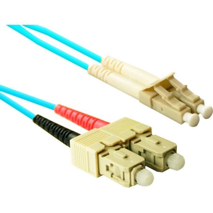 ENET 1 m SC/LC Duplex OM3 50/125 Aqua Fiber Patch Cable | Multimode