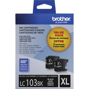 BROTHER LC103 XL 2-Pack Black Ink Cartridges High Yield (LC1032PKS)