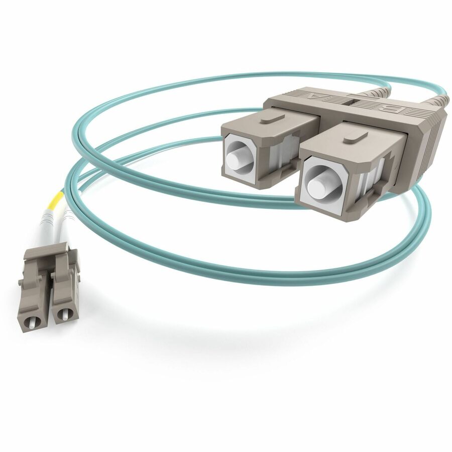 9 METER LC-SC OM3 10GIG FIBER OPTIC CABLE, AQUA, OFNR, 50/125 FIBER, MULTIMODE D