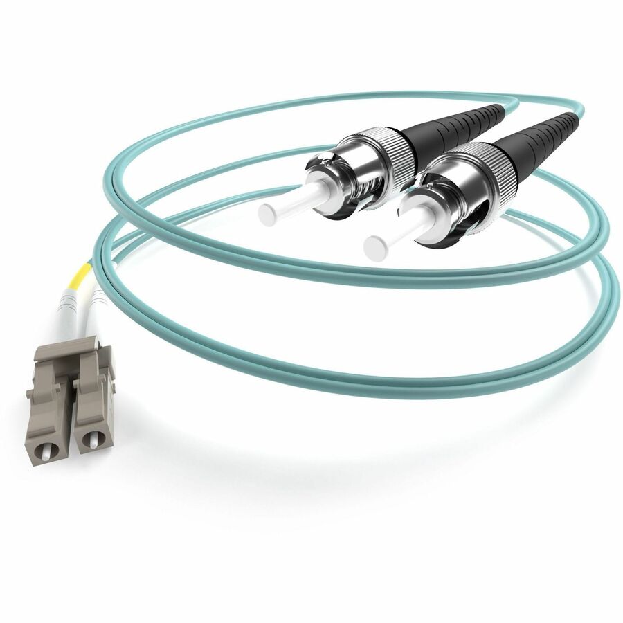 15 METER LC-ST OM3 10GIG FIBER OPTIC CABLE, AQUA, OFNR, 50/125 FIBER, MULTIMODE