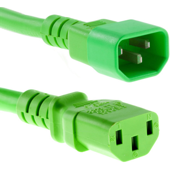 POWER CORD C13 - C14, 18AWG, 10AMP, 250V, SVT JACKET, GREEN, 5FT, IEC C13 TO IEC