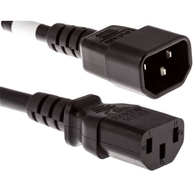 POWER CORD C13 - C14, 18AWG, 10AMP, 250V, SVT JACKET, BLACK, 3FT, IEC C13 TO IEC