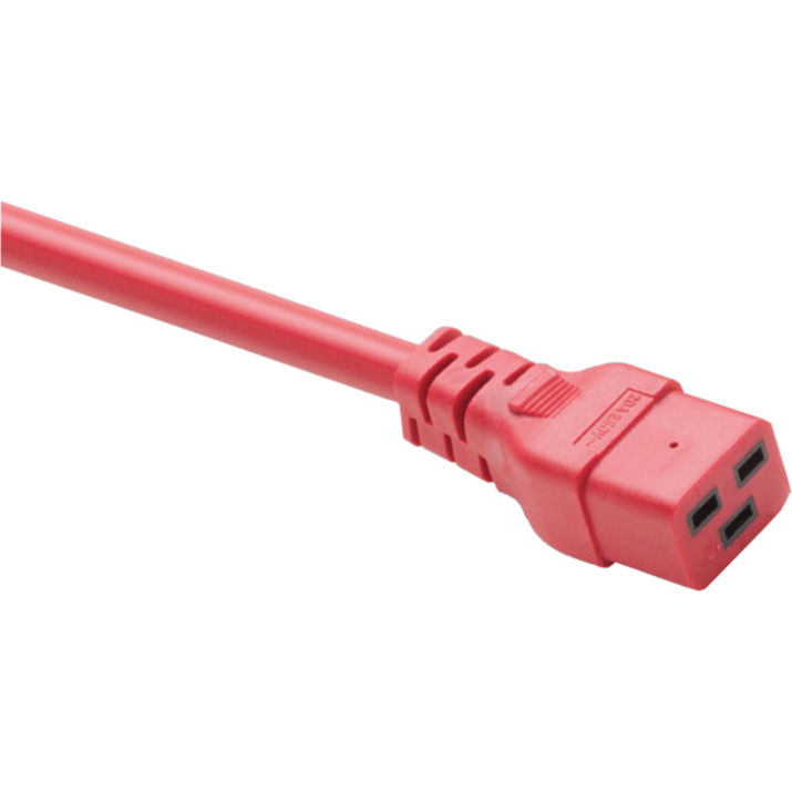 POWER CORD C19 - C20, 12AWG, 20AMP, 250V, HEAVY DUTY SJT JACKET, RED, 4FT, C19 -
