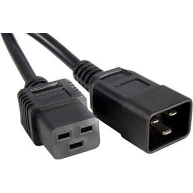 POWER CORD C19 - C20, 12AWG, 20AMP, 250V, HEAVY DUTY SJT JACKET, BLACK, 5FT, C19