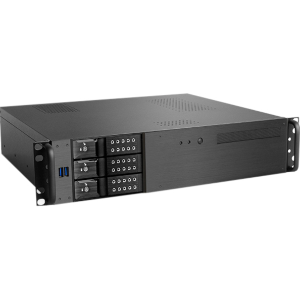 D-230HN-T 2U COMPACT 3X 3.5IN BAY TRAYLESS HOTSWAP MICROATX CHASSIS BLACK