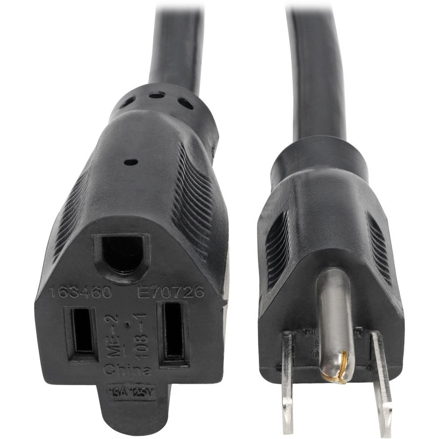Power Extension Cord, Nema 5-15p to Nema 5-15r - Heavy-Duty, 15a, 120v, 14 Awg, 3 Ft. (0.91 M), Black