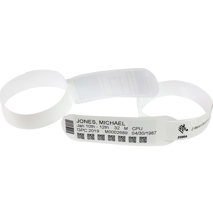 Wristband, Synthetic, 1x11in (25.4x279.4mm); Dt, Z-Band Ultra Soft Lam, Coated, Permanent Adhesive, 1in (25.4mm) Core, 175/Roll, 6/Box, Printed