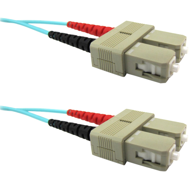 A HIGH QUALITY 2M (SC-SC) FIBER PATCH CABLE CONSTRUCTED OF 50 MICRON 10GIG AQUA