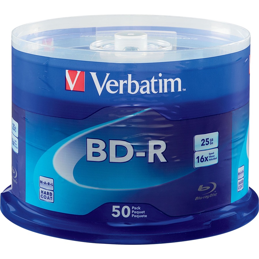 VERBATIM BD-R 25GB 16X WITH BRANDED SURFACE-50PK SPINDLE