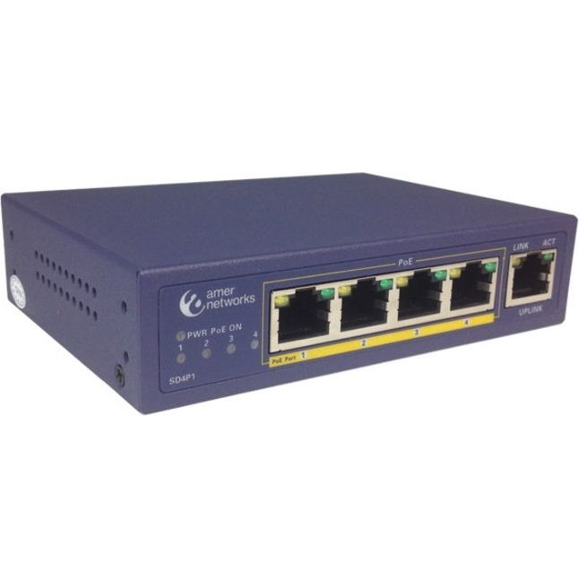 SD4P1 IS A 5 PORT SWITCH WITH 4 802.3AF POE PORTS AND 1 PORT 10/100 ETHERNET. ME