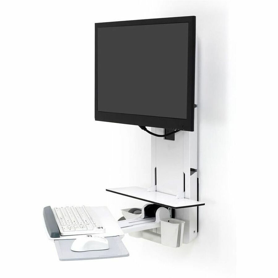 Ergotron Stock Sit Stand Vertical Lift Keyb Folded up Wht /24in Disp Pans