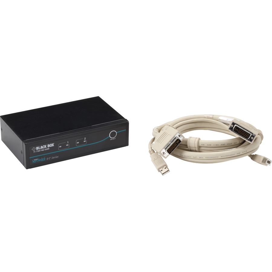 DESKTOP KVM SWITCH - DVI-D WITH EMULATED USB KEYBOARD/MOUSE, 2-PORT, CABLES INCL
