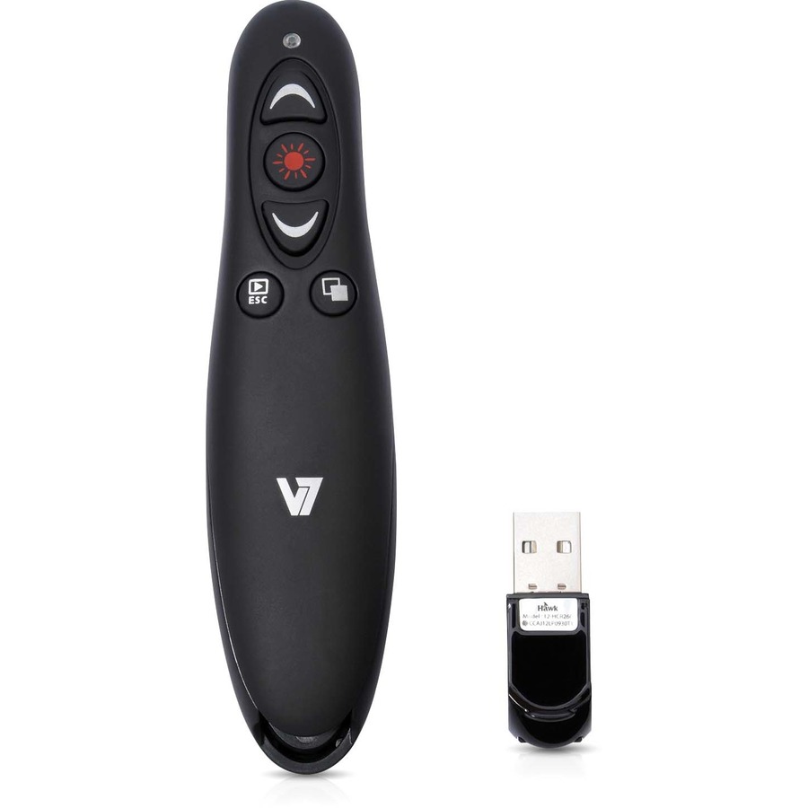 V7 Professional Wireless Presenter with Laser Pointer and microSD Card Reader - Wireless - 35 ft (10668 mm) - Radio Frequency - 2.40 GHz - Black - USB - 5 Button(s) - 2