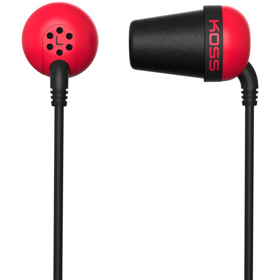 Koss-Headphones Noise Isolating Earbud Red Memory Foam Cushions