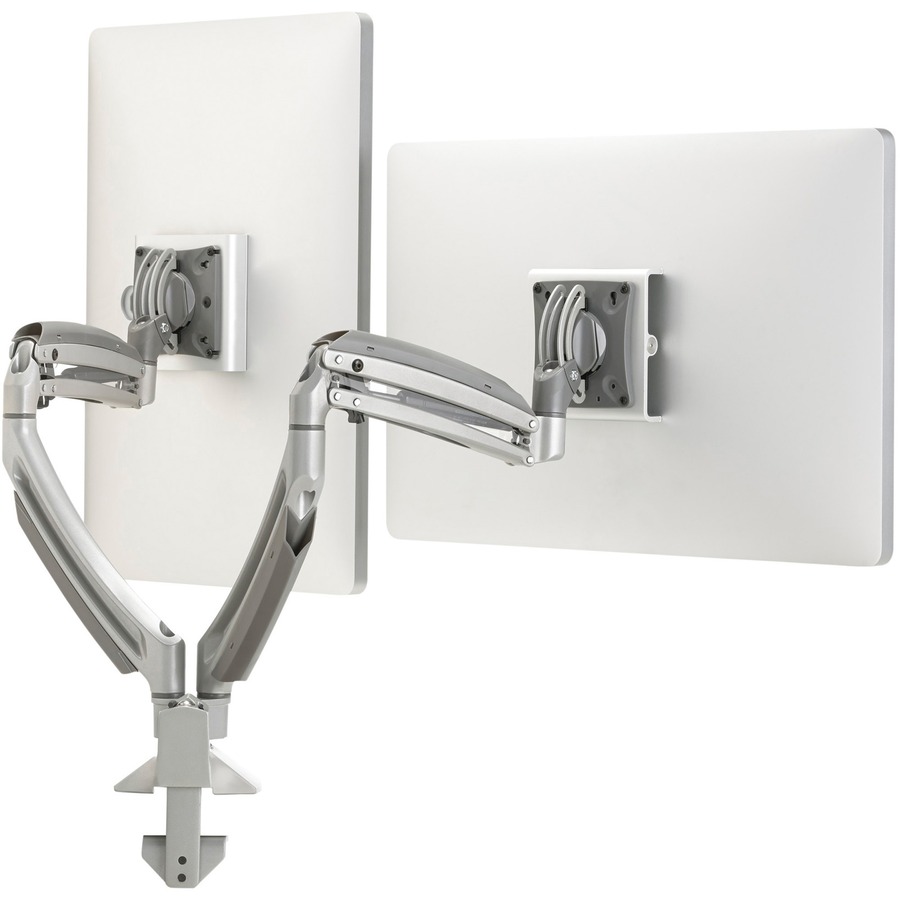 K1 DESK MNT DUAL DISP DUAL 2L ARMS, SLV