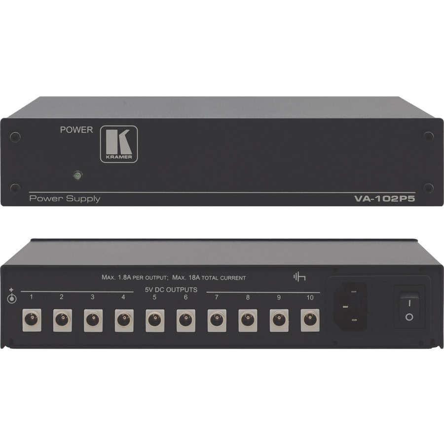 THE VA-102P5 IS A 10-OUTPUT POWER SUPPLY THAT POWERS 5V DC POWERED DEVICES. THE