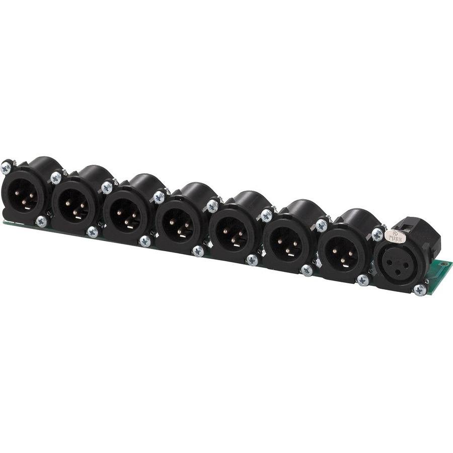 ONE FEMALE XLR-3 INTO SEVEN MALE XLR-3 OUT (1/2 RACK WIDE).