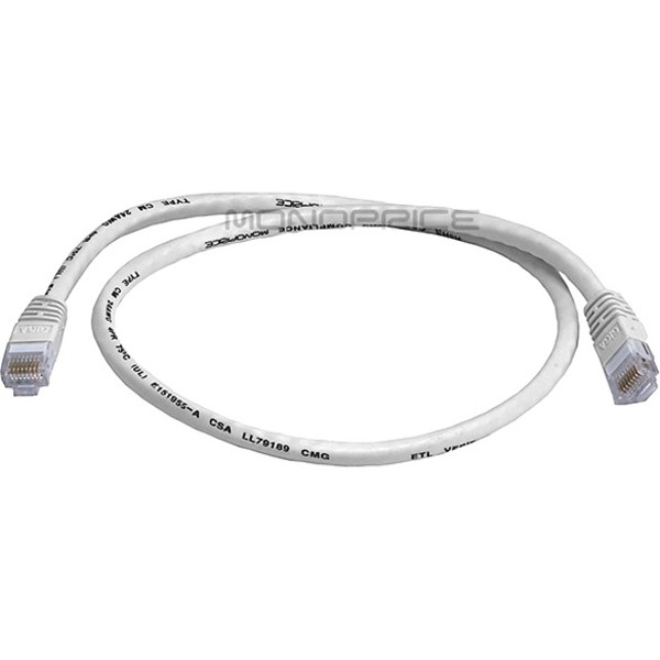 Monoprice Cat6 Ethernet Patch Cable - Snagless RJ45, Stranded, 550Mhz, UTP, Pure Bare Copper Wire, 24AWG, 2ft, White