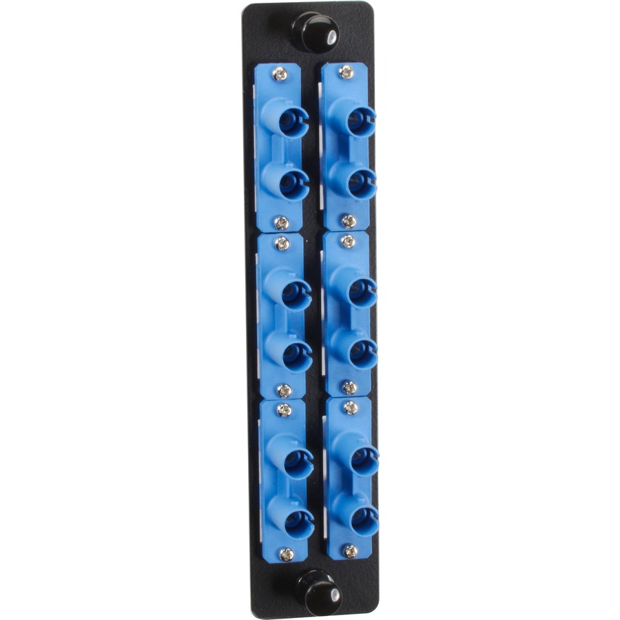 HIGH-DENSITY SINGLEMODE FIBER ADAPTER PANEL - CERAMIC SLEEVE, (6) ST DUPLEX, BLU