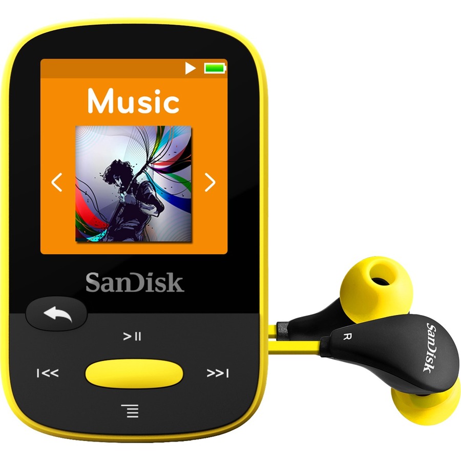 SANDISK 8GB Clip Sport MP3 Player (Yellow) | Color LCD Screen | FM Tuner | Plays MP3, AAC, WAV, FLAC, and More | Up to 25 Hours of Audio Playback