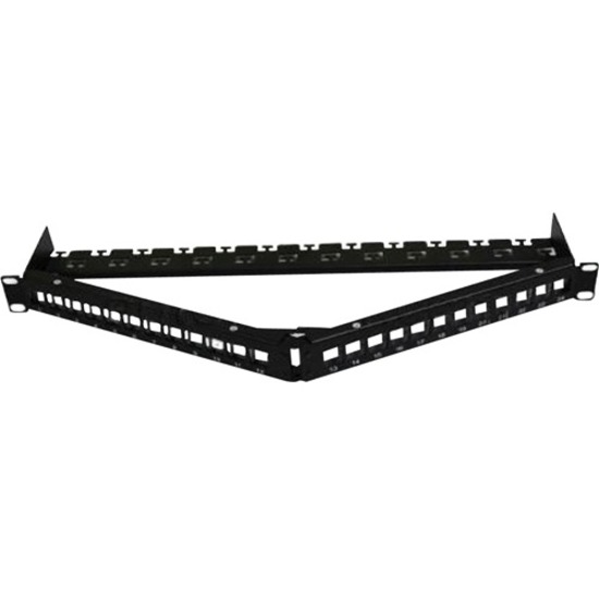 19-INCH CAT6A 24-PORT ANGLED 1U PATCH PANEL WITH REMOVABLE TOOL-LESS KEYSTONE SE