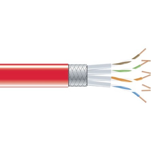 CAT6 250-MHZ STRANDED ETHERNET BULK CABLE - SHIELDED (S/FTP), CM PVC, RED, 1000-