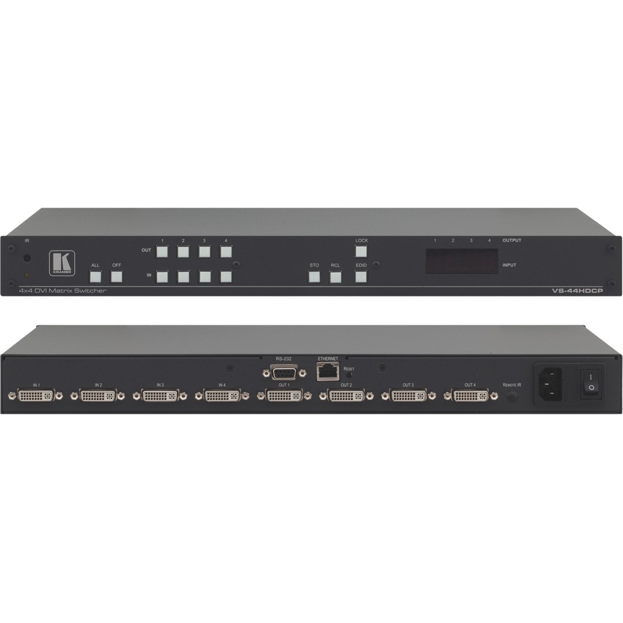 THE VS-44HDCP IS A HIGH QUALITY 4X4 DVI MATRIX SWITCHER. IT RECLOCKS AND EQUALIZ