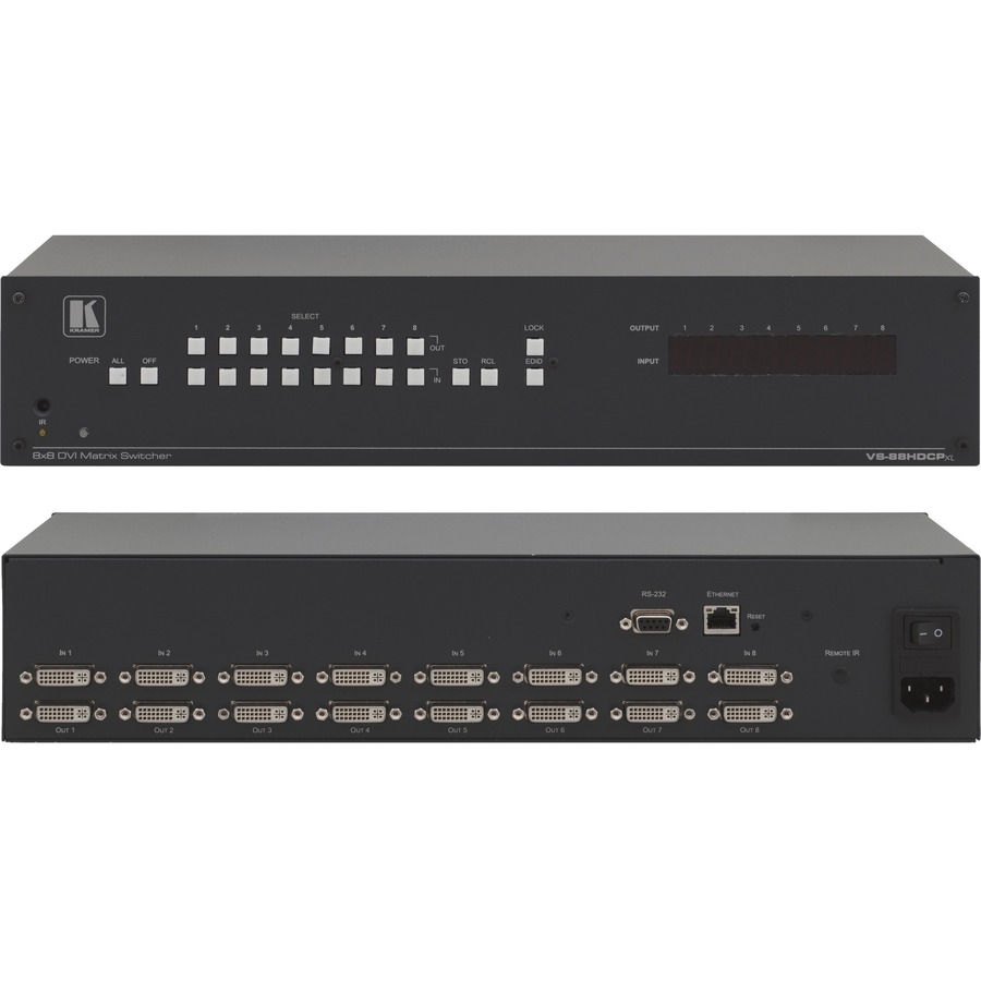 THE VS-88HDCPXL IS A HIGH-PERFORMANCE MATRIX SWITCHER FOR DVI AND HDMI SIGNALS O