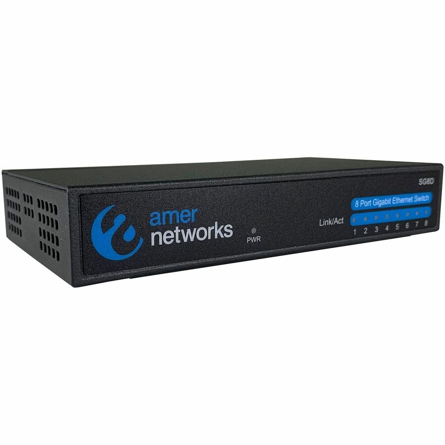 8 PORT 10/100/1000MBPS GIGABIT ETHERNET DESKTOP SWITCH. METAL CHASSIS WITH WALL