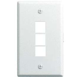 10 PK 1 GANG WALL PLATE, 3-PORT, WH