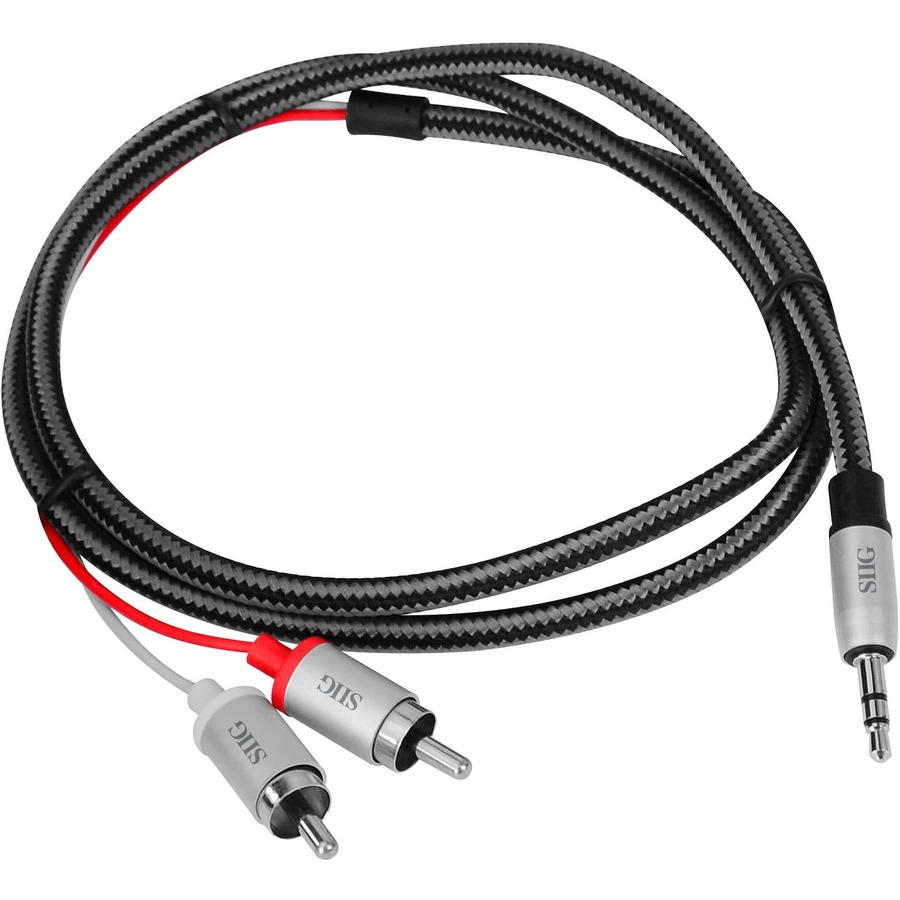 AUDIO SUPPORT WOVEN FABRIC BRAIDED 3.5MM STEREO MALE TO RCA MALE CABLE- 1M(3.3FT