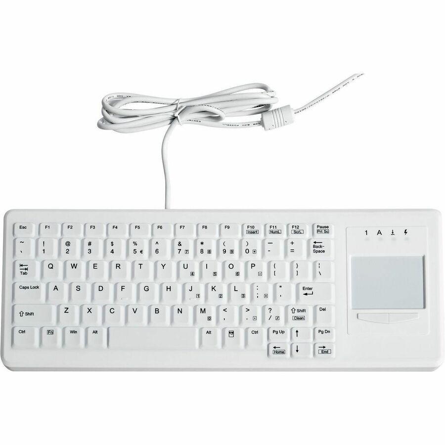 CLEANABLE SEALED BLACK KEYBOARD; 82 KEY W/ RIGHT TOUCHPAD AND WHITE BACKLIGHTING