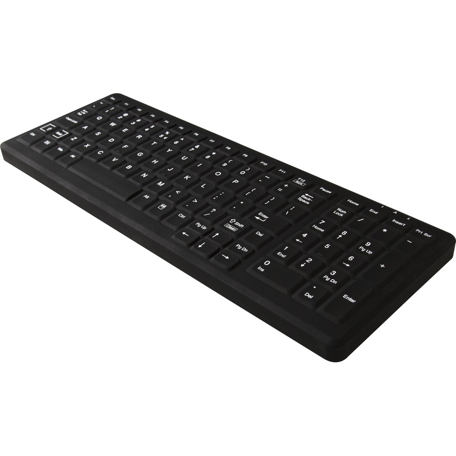 Cleanable Sealed Black Keyboard; 103 Key W/ White Backlighting. Withstands Hospi