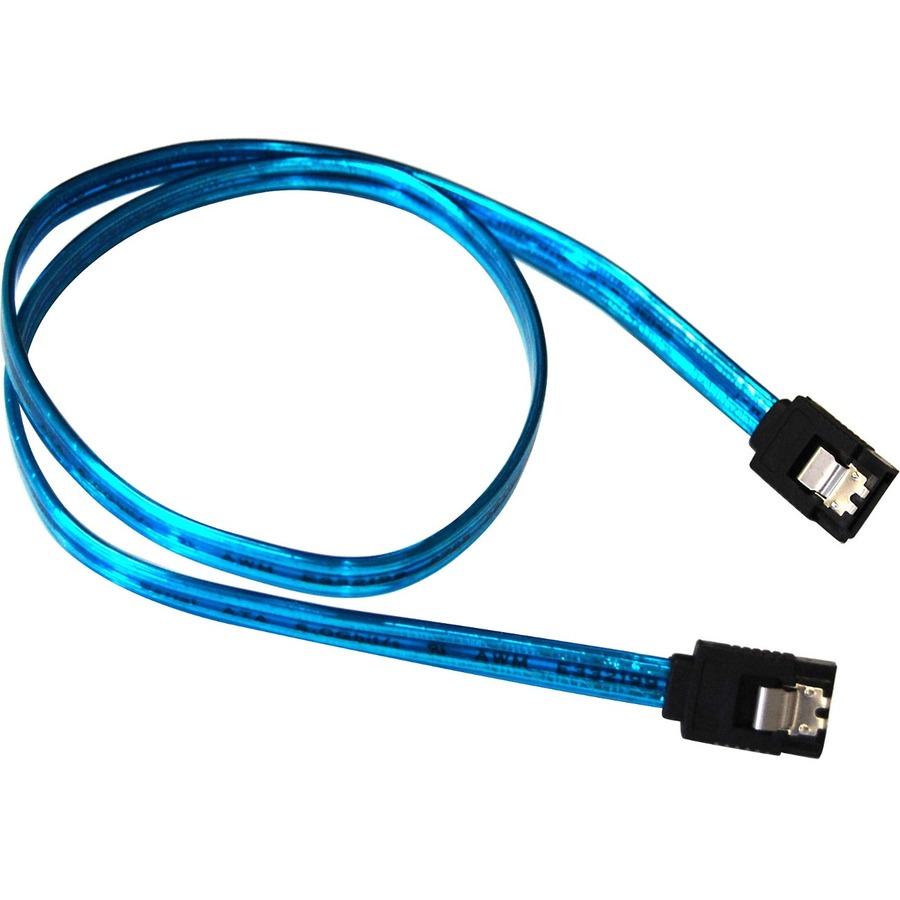 UV BLUE SERIAL ATA III 6GBPS CABLE W/LOCKING LATCH, 18 INCH